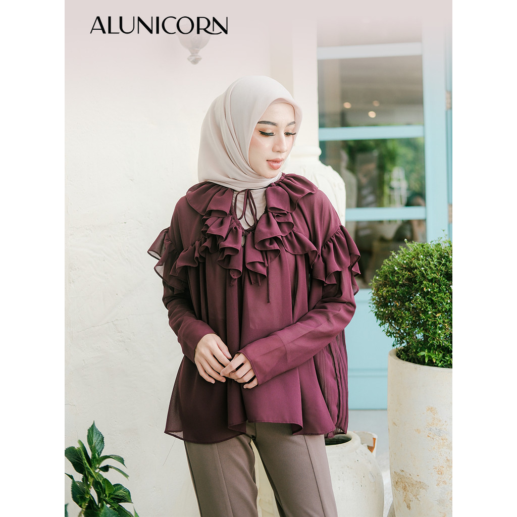 Alunicorn Blouse Wanita Bella Women Casual Blouse Ceruty Baby Doll Premium Adem