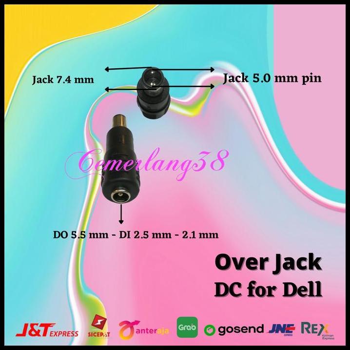 DISKON JACK DC FOR DELL COMPAQ 5.5MM * 2.1MM MALE TO 7.4MM * 5.0MM PIN FEMALE 