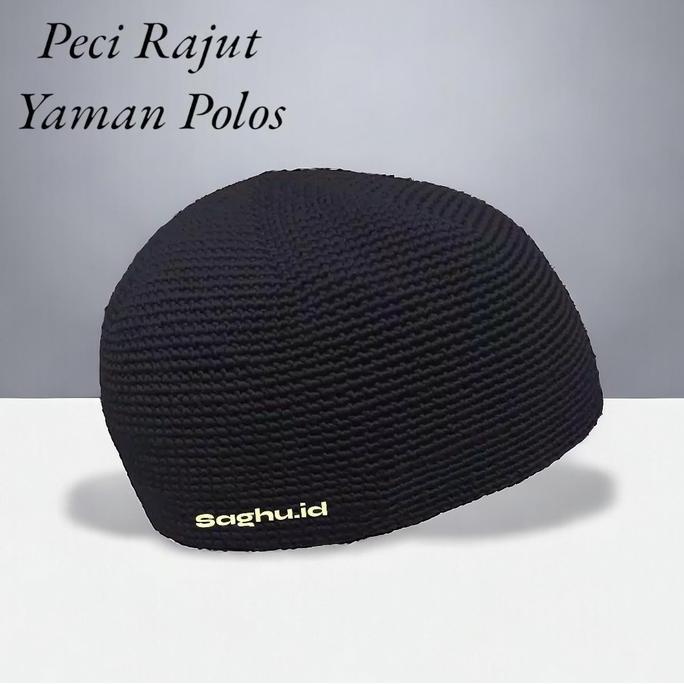 Uwouwo- Peci Yaman Rajut Polos Dewasa Warna Lengkap Handmade Volt 2 Kopiah Muslim Nyaman Lokal Songk