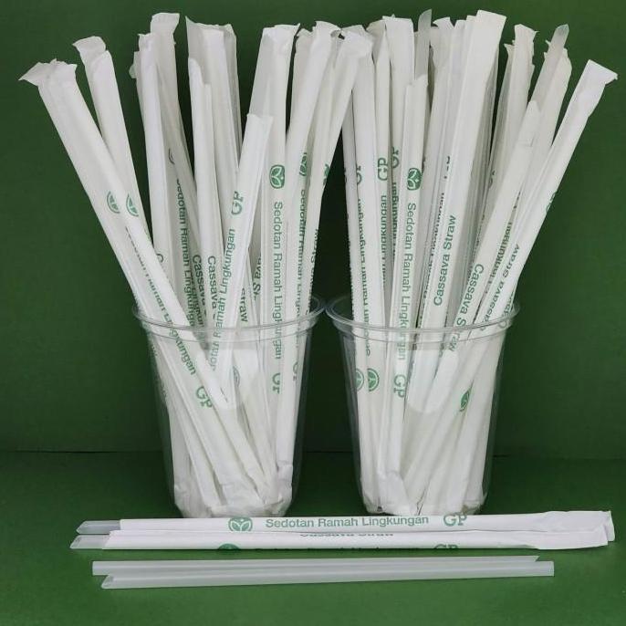 Thebest- Cassava Straw/Sedotan Cassava Runcing 6mmx20cm Wrap Paper