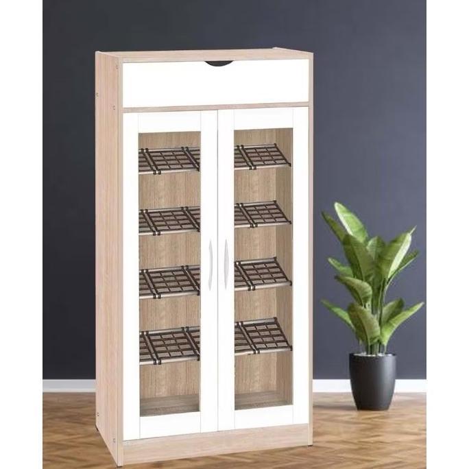 Storage- Lemari Rak Sepatu Sandal Minimalis Kaca - Rs 120 Furniture