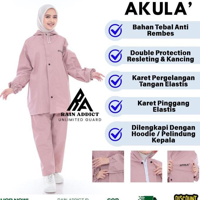 AKULA - JAS HUJAN PRIA WANITA TEBAL ANTI AIR TIDAK MUDAH SOBEK