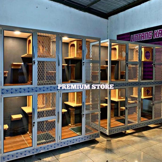 Kandang kucing alumunium 2 tingkat kandang kucing 4 kamar kandang kucing minimalis cat home cat aqua