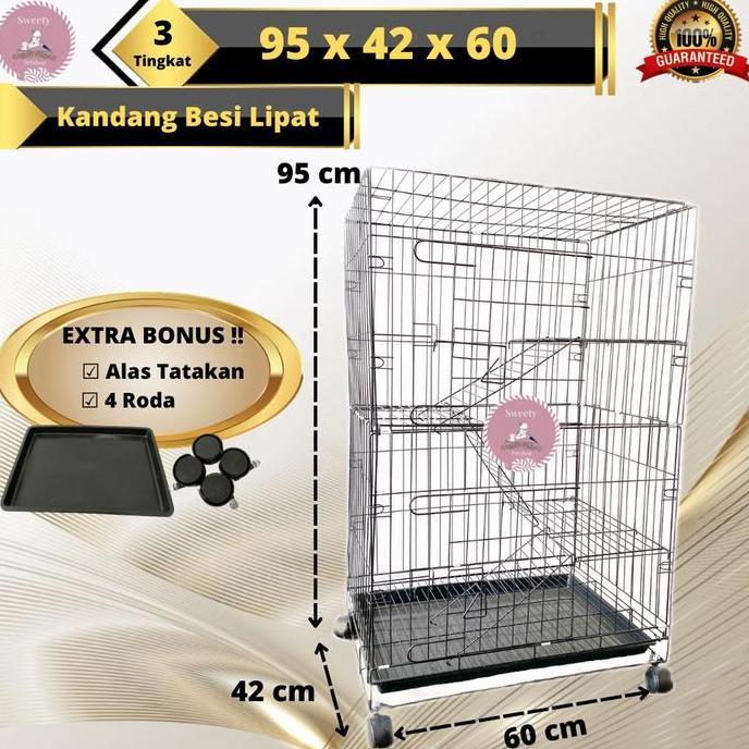 Kandang Kucing 60X40 Besi Lipat Kandang Anjing Kandang Kelinci