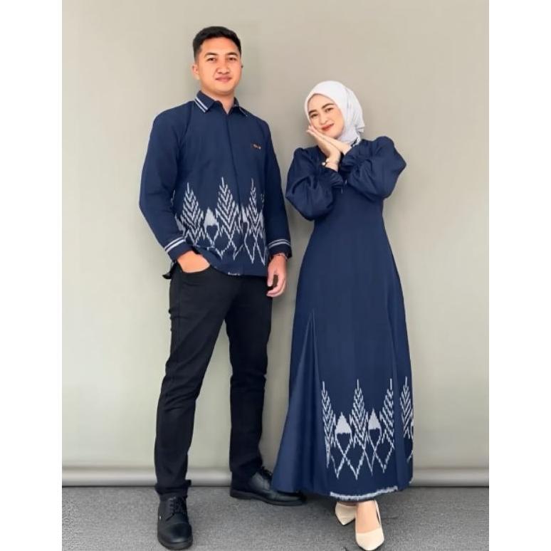 SET COUPLE TENUN - BAJU TENUN COUPLE DRESS KINANTI NAVI BAJU COUPLE KONDANGAN SERAGAM BATIK KELUARGA