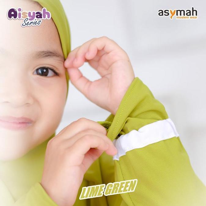 Promo Terbaru  Dress Anak Muslim Perempuan Aisyah Series Cantik Set Kerudung Warna Lime Green By Asy