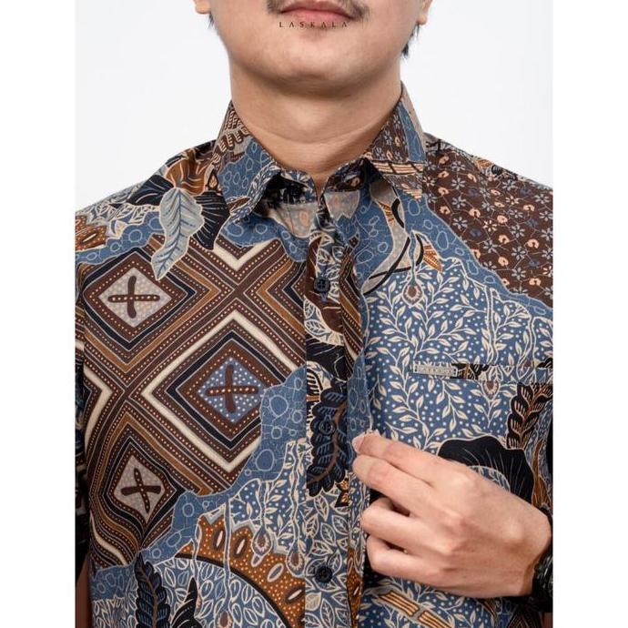 Sale Laskala Batik Premium Widura Kemeja Batik Pria Slimfit Lengan Pendek