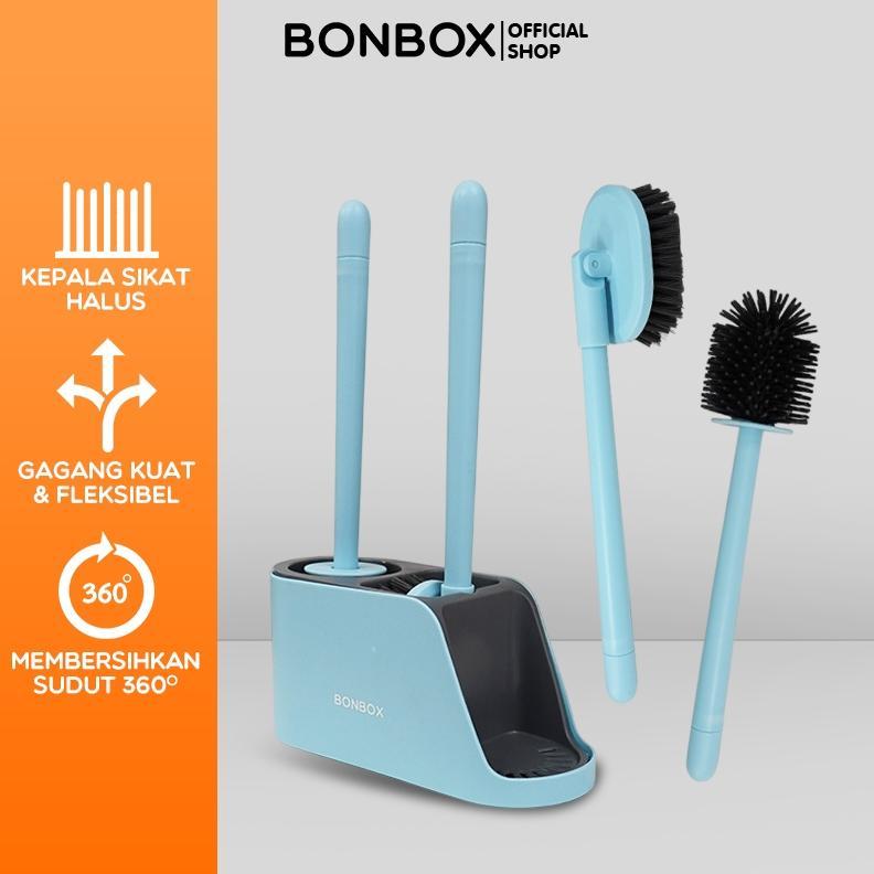 BONBOX Sikat Pembersih Toilet Kamar Mandi 2 IN 1 Toilet Brush Sikat Pembersih Kamar Mandi Set Sikat 