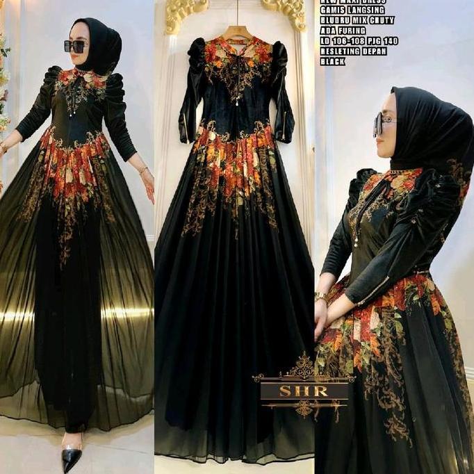 Grosir NewReady Gamis Bludru Mix Ceruty Flower Ori 100% Syahira/Shr