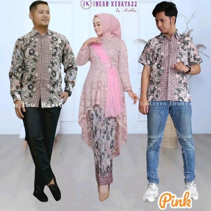 Sale Setelan Kebaya Couple Lamaran Tunik Payet Lesti Brokat Elegan Modern Atasan Kebaya Wanita Pasan