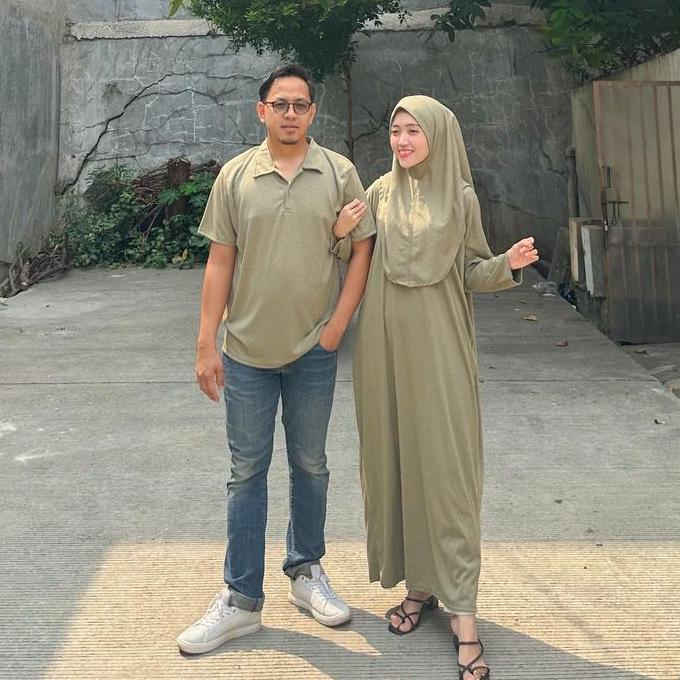 Murah Joley Cloth - Couple Set Knit Batwing Najwa Set Kerudung Dress Muslimah Gamis Set Hijab Terbar
