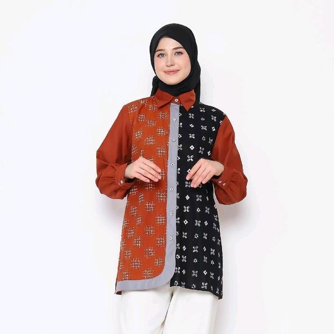 Promo Saiara Kemeja Batik Saskia Teracotta