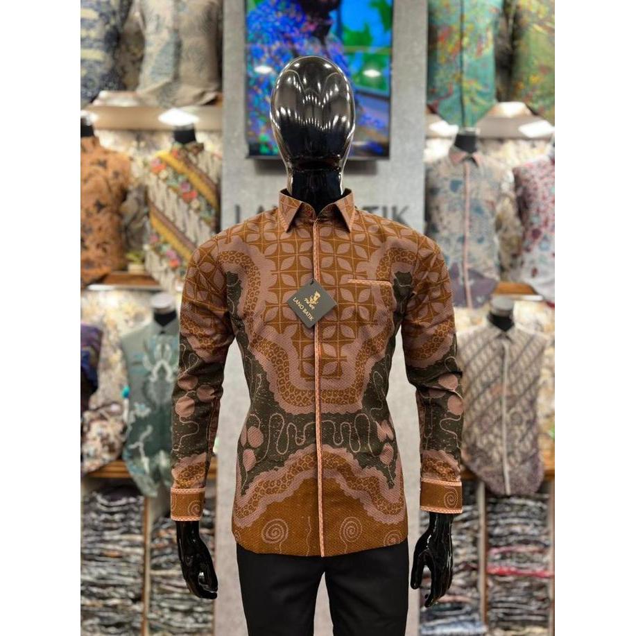 Grosir Lano Batik Semi Jas - Kemeja Batik Smock Semi Jas - Kawung - Batik Dobby - Baju Batik Pria - 