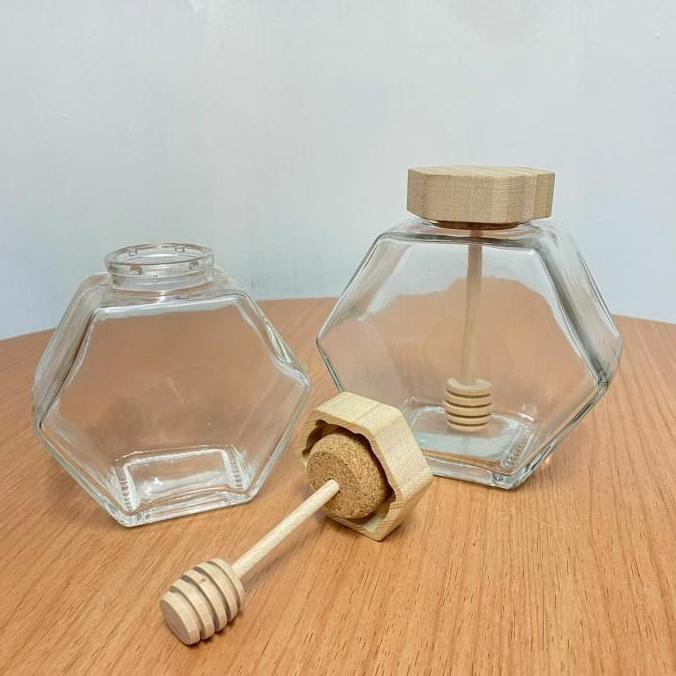 Thebest- KEMASAN BOTOL KACA MADU HEXAGONAL | Hexagonal Honey Glass Jar