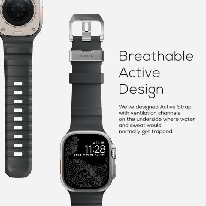 Strap for Apple Watch Ultra 2 10/9/8/7/SE 49/46/45/44/42/41mm Nomad Rocky Point Sport Rubber Soft Ba