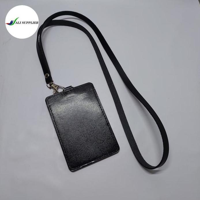 TEMPAT KARTU NAMA KULIT + TALI KULIT / ID CARD CASE HOLDER + TALI / NAME TAG KULIT / TALI TANDA PENG