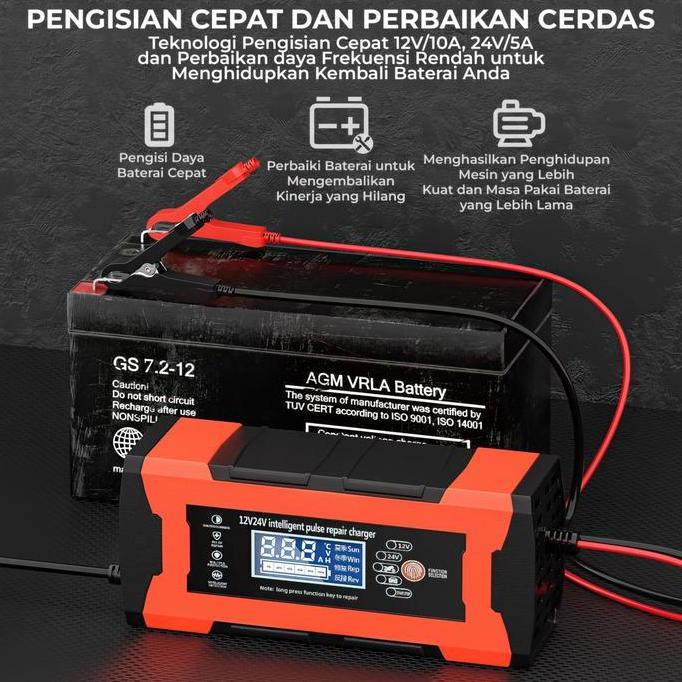Cas Aki 12V 24V 10A Charger Aki Mobil Dan Motor - 12V24V