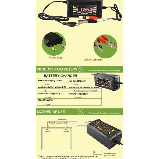 Charger Aki Cas Aki Mobil/Motor/ Lead Acid Digital Smart Battery