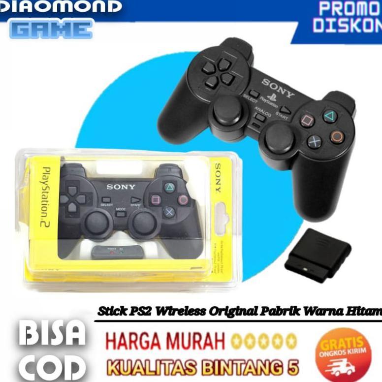 Stik Controller PS2 Wireless Original Pabrik Hitam