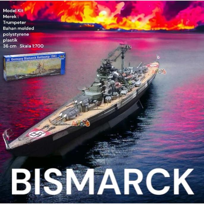 Model Kit kapal perang BISMARCK Trumpeter 36 cm 1:700 PEM