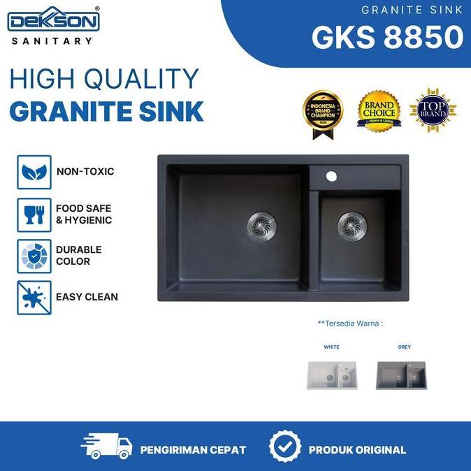 DEKKSON Granite Kitchen Sink Sink Dapur Anti Gores & Tahan Panas GKS 8850