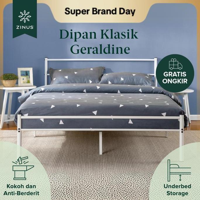 Allo- Zinus Tempat Tidur Ranjang Besi Geraldine / Warna Putih / Dengan Sandaran / Easy Assembly / Ti
