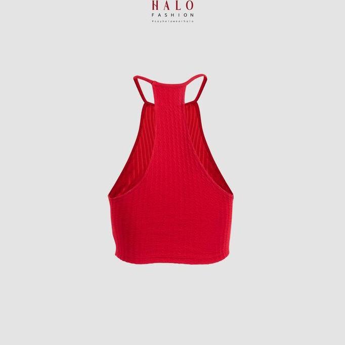Unik [Halofashion] Aline Korean Crinkle Crop Top Women Bra Sleeveless Tank Top Atasan Wanita Panjang