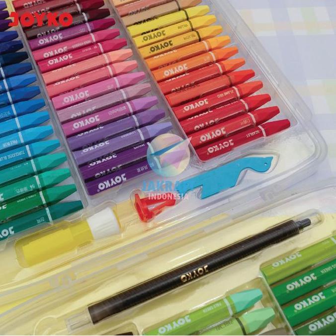 ismahan_seller - (100 pcs) krayon besar 100 warna joyko op-100s hexagonal oil pastels crayon termasu