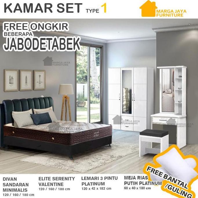 syamdevit.id - kamar set elite serenity valentine lemari meja rias minimalis ranjang