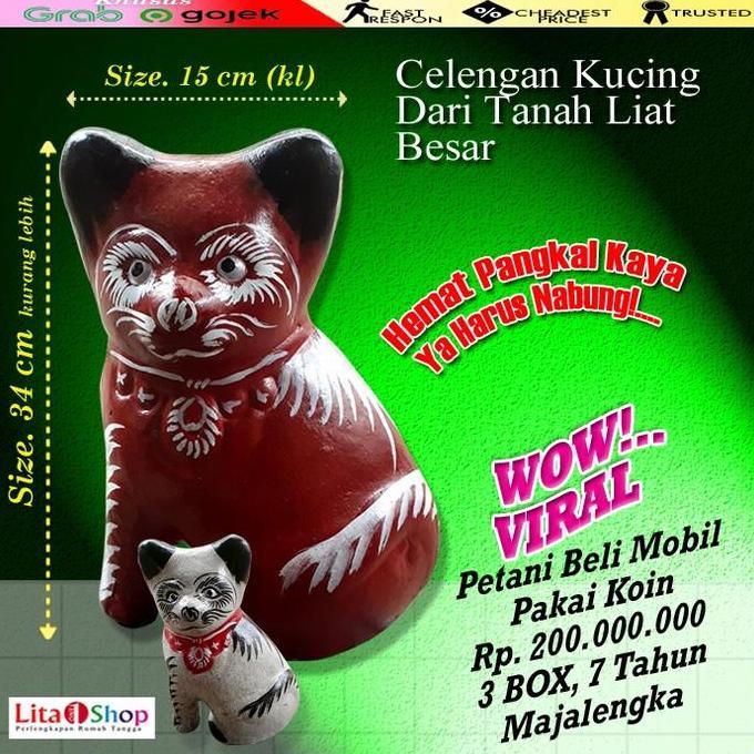 Thebest- Celengan Tanah Liat Kucing Besar/Celengan Gerabah Tanah Kucing Murah
