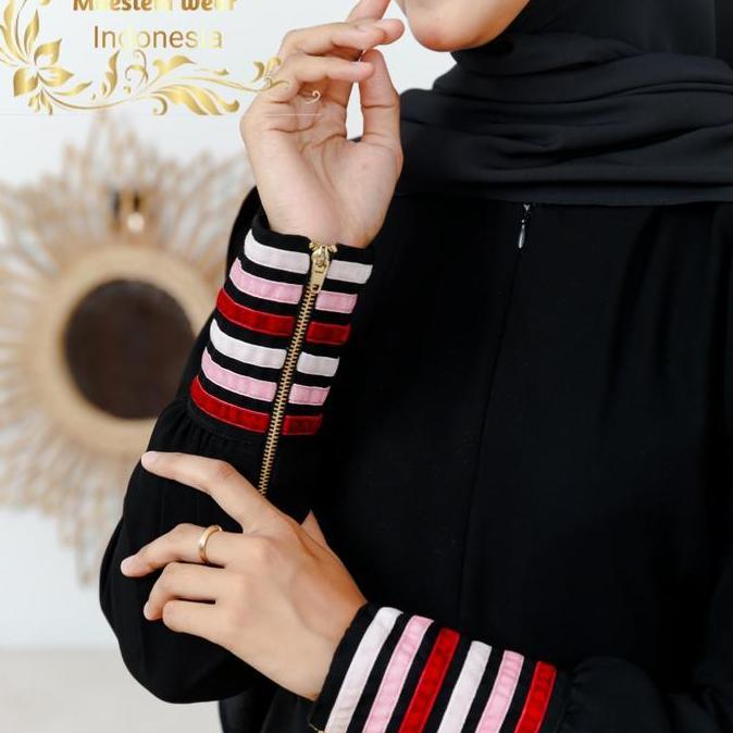 Promo [Gamis Hermosa] Gamis Polos Jetblack Manset Rainbow Bahan Bludru-Gamis Jetblack Mta Hitam Raib