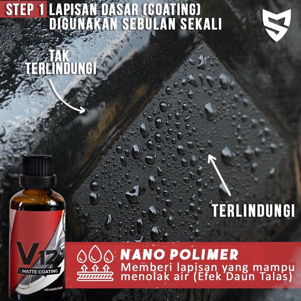 V12 Matte Coating - Pengkilap Perawatan Ceramic Coating Body Motor Mobil Doff