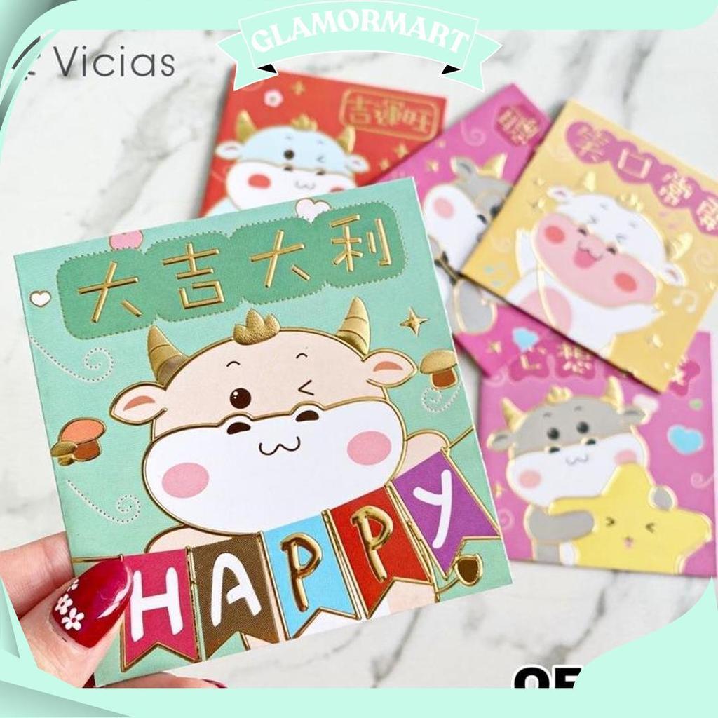 6Pcs Angpao Sapi Kerbau Lucu Imlek Sincia Tahun 2021 Hoki Angpau V Cod