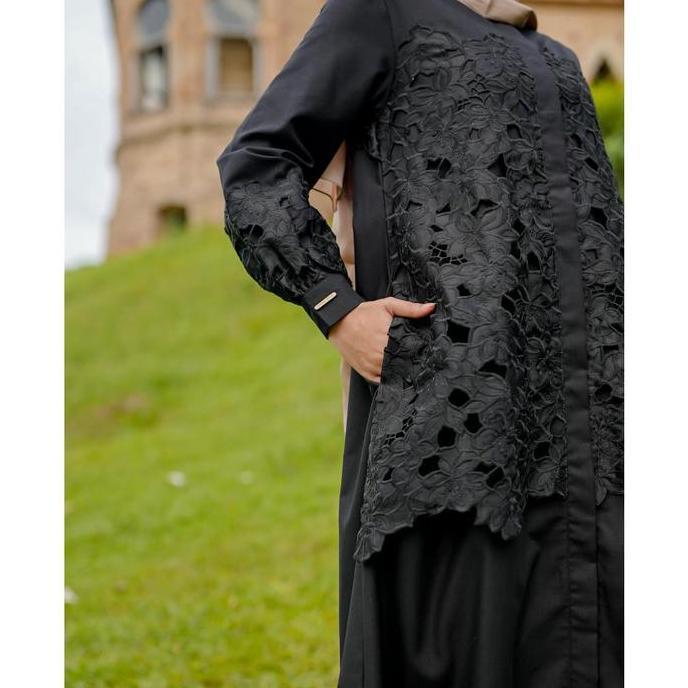 Sale Zysku Xena | Mooi Abaya | Dress Kemeja Wanita Lengan Panjang Organza Bordir Brokat