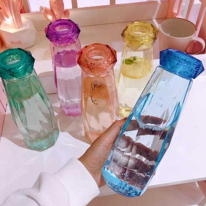 Botol Kaca Diamond / Botol Unik Diamond / Botol Minum / Botol Souvenir / Perlengkapan Makan Baru
