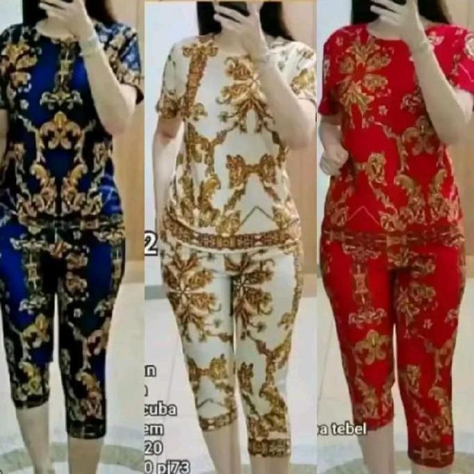 Terlaris Promo 100Rb Dapat 3Pcs Setelan Wanita Motif Sultan Terbaru / Baju Tidur Setelan Dewasa Bati