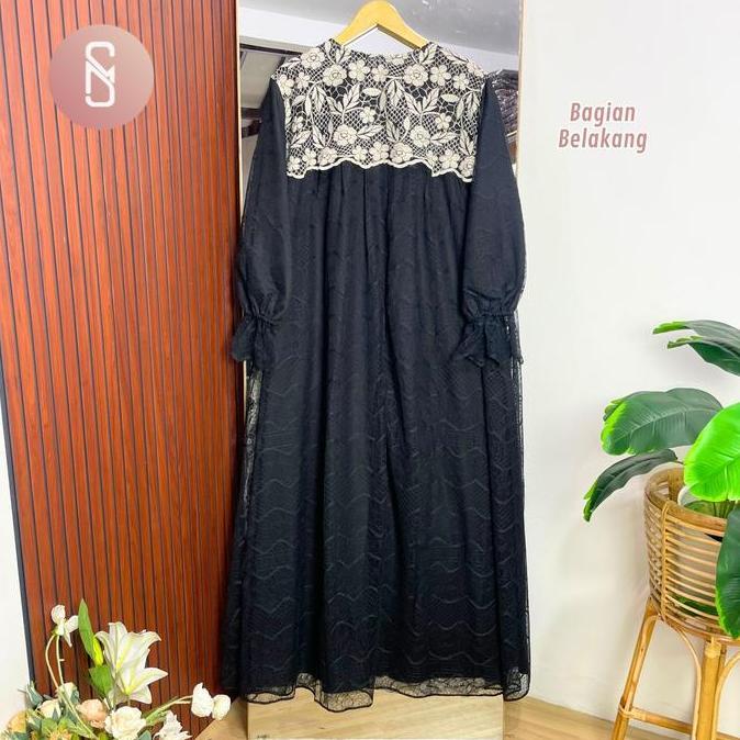 Promo Myshawl Haima Gamis Brukat Bordir Resleting Depan Bahan Syakila Premium Size 2Xl 3Xl 5Xl Dress