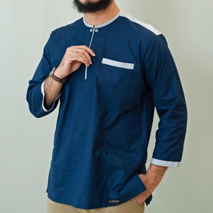 Baju Koko Pria Muslim Adam Lengan Panjang Bahan Katun Linen Rami - Katun Toyobo Adem & Nyaman by dIh