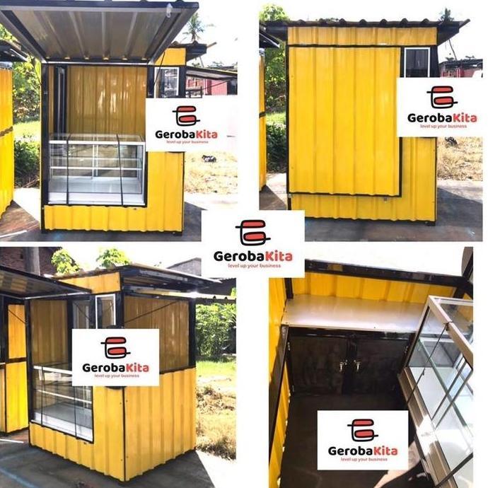 Terlaris Booth Container Dengan Etalase Kaca /Gerobak Kontainer Etalase / Booth Counter Pulsa / Gero