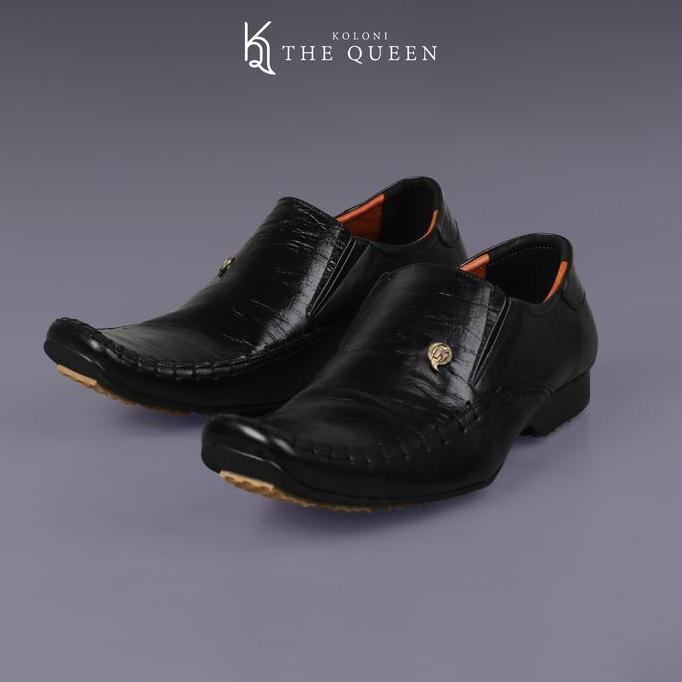Grosir Kq Indonesia Sepatu Pantopel Pria K-501 Original Kulit Asli - Black