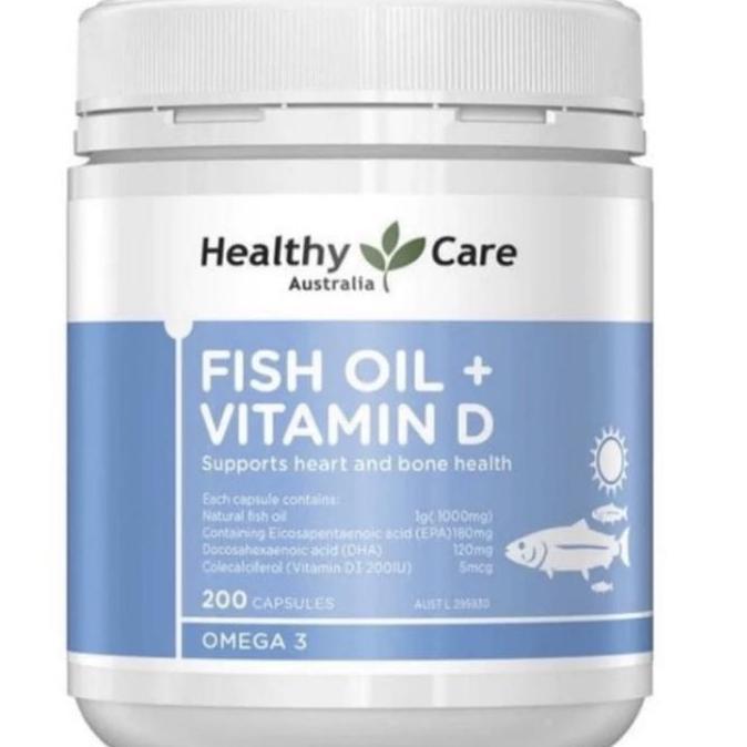 Healthy Care Fish Oil + Vitamin D 200 capsules