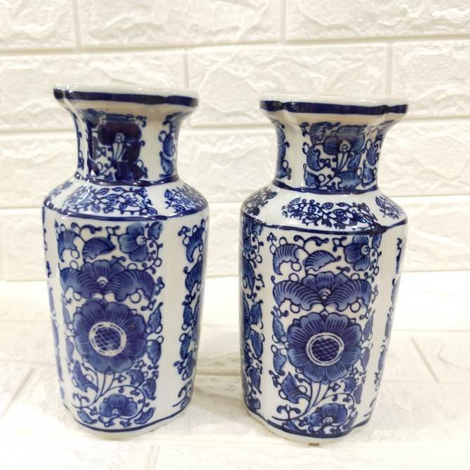 Vas Bunga Keramik Biru Putih / Vase bunga / Vas Bunga Keramik