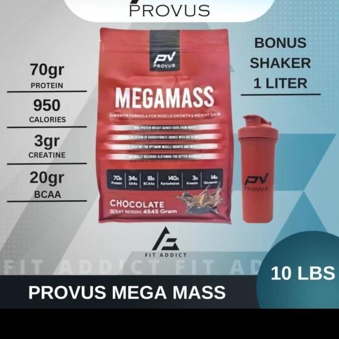PROVUS MEGA MASS 10 LBS 20 SERVING GAINER TERBAIK WEIGHT GAINER 5.5 KG