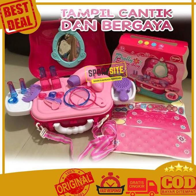 Pretty Everyday 2in1 Little Bag Fashion You Make Up Set Mainan Anak Meja Koper Rias Hair Dryer Lipst