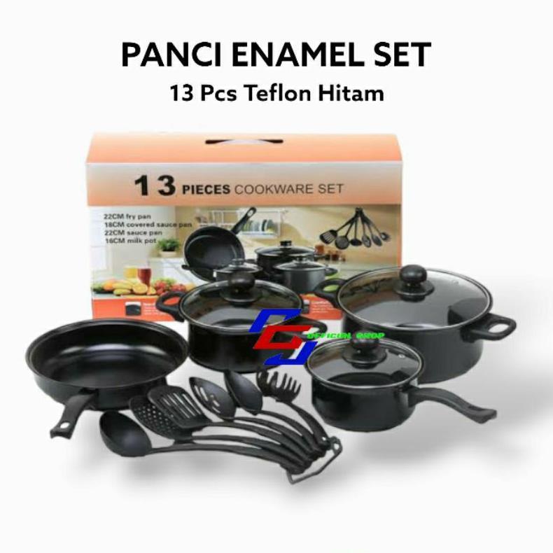 Panci Set Teflon 13 Pcs Cookware Anti lengket panci spatula set