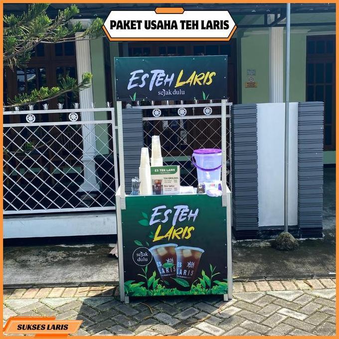Terlaris Franchise Minuman Kekinian | Booth Portable | Paket Usaha Es Teh Laris | Meja Jualan Lengka