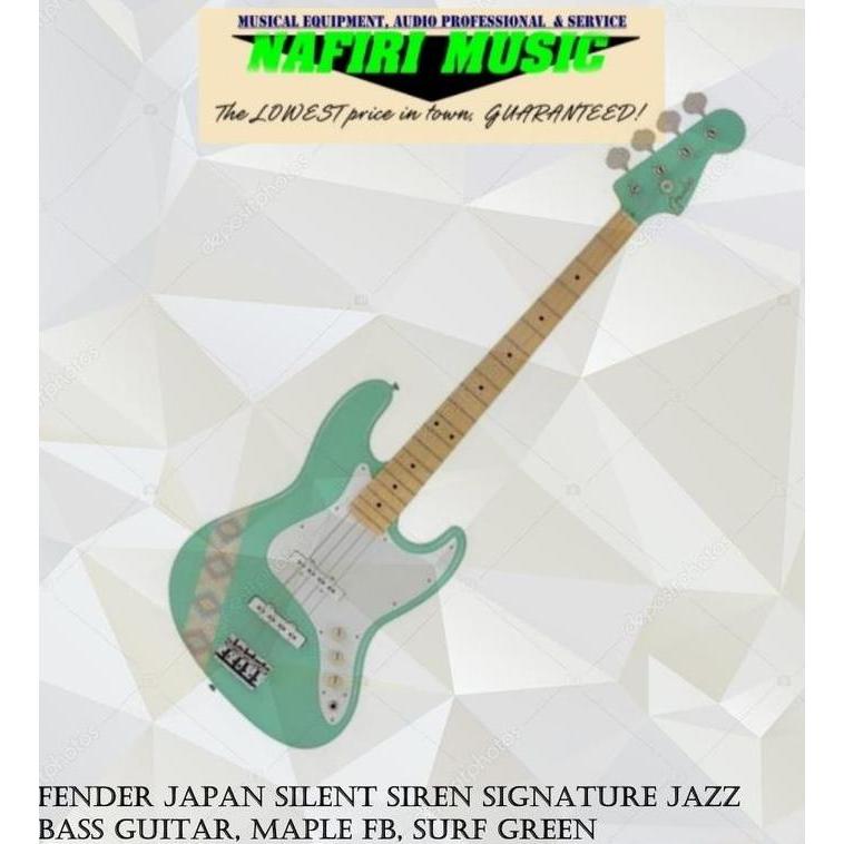 Murah Fender Japan Silent Siren Signature Jazz Bass Guitar, Maple FB, Surf Non COD