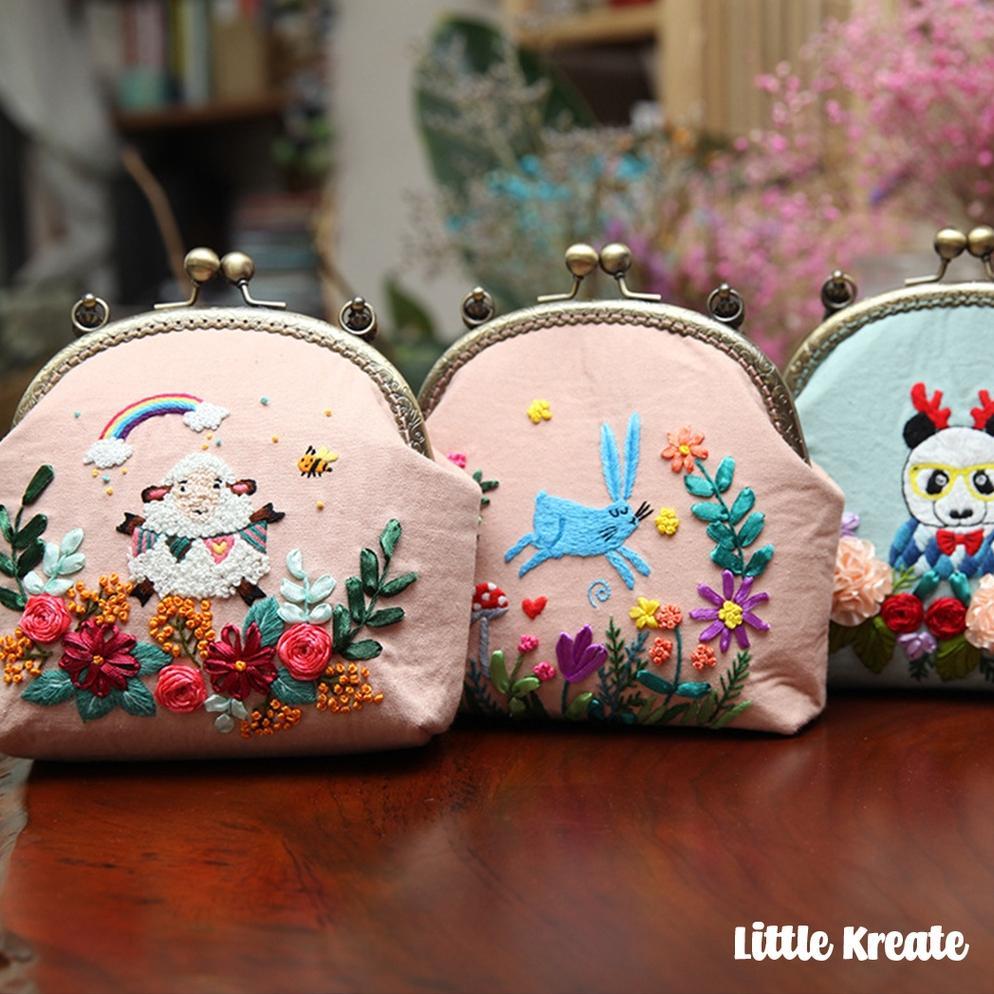 Eg#104 Diy Tas Tangan Sulam / Diy Hand Embroidery Sling Hand Bag Set / Paket Sulam Menyulam / Jahit 