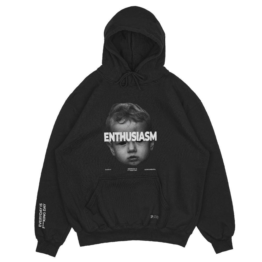 PREMIUM DEZIROSE SWEATER HOODIE ENTHUSIASM PRIA DISTRO HITAM FLEECE TEBAL PREMIUM HODIE COWOK SIZE M