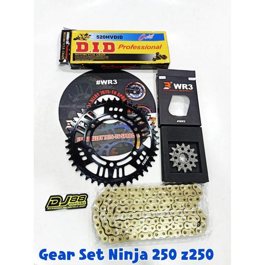 Populer Paket Gear Set Wr3 Ninja 250 Z250 Fi Gir Depan Belakang Rantai Did Terlaris